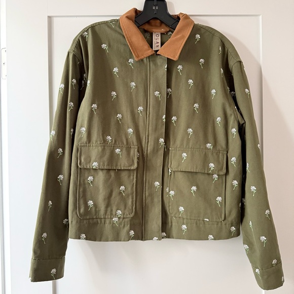 Anthropologie Dolan Left Coast Floral Embroidered Barn Jacket Green Medium - Picture 3 of 12